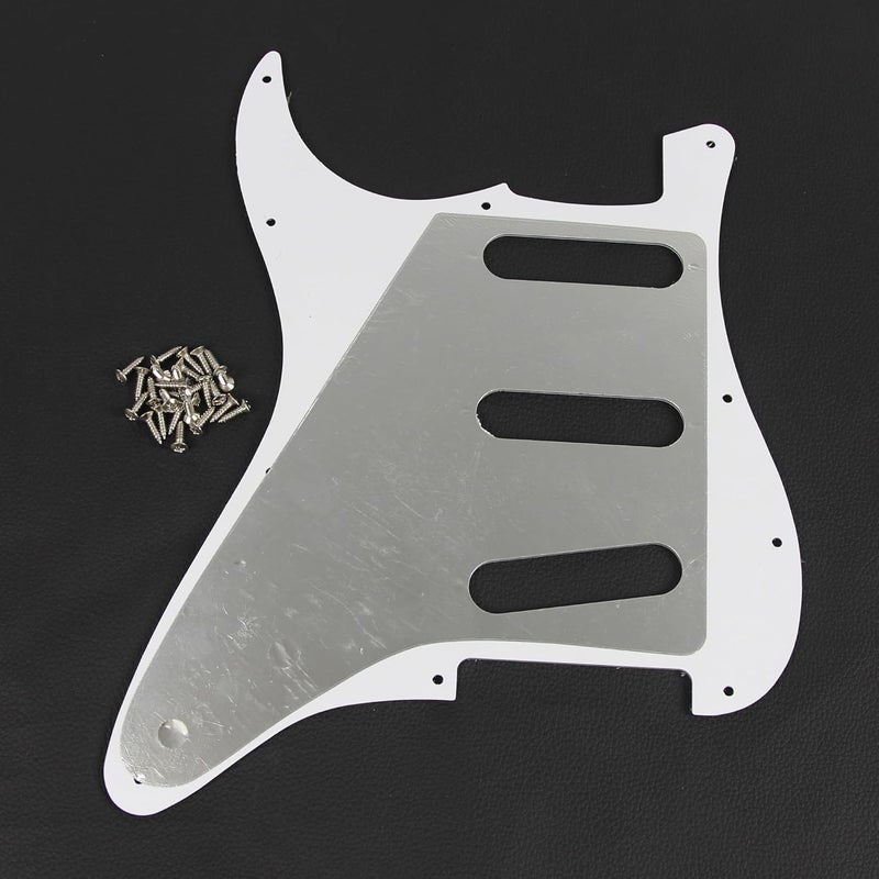 FLEOR 11 Holes ST Style Pickguard SSS Guitar Pickguard Pick Guard Scratchplate with Screws Set,3Ply White - Image 4